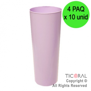 VASO TRAGO LARGO PP KV LILA PASTEL 280CC (4 pack x 10 unid)